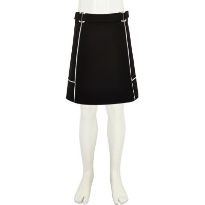 Girls black A-line ponte skirt